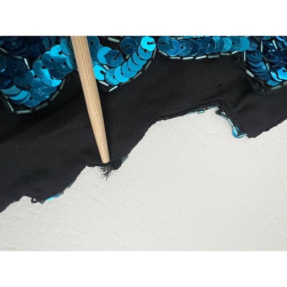 Laurence Kazar Vintage Beaded Multicolor Purple Long Sleeve Silk Top Festival - Picture 11 of 12